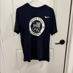 Nike Navy and White Olympic Crest Short Sleeve Tee